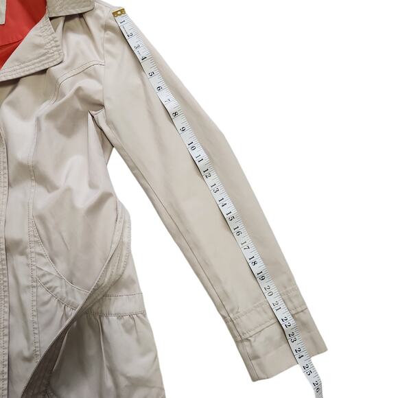 Esprit Cream Belted Hooded Trench Coat Light Jacket Size Small - Picture 4 of 10